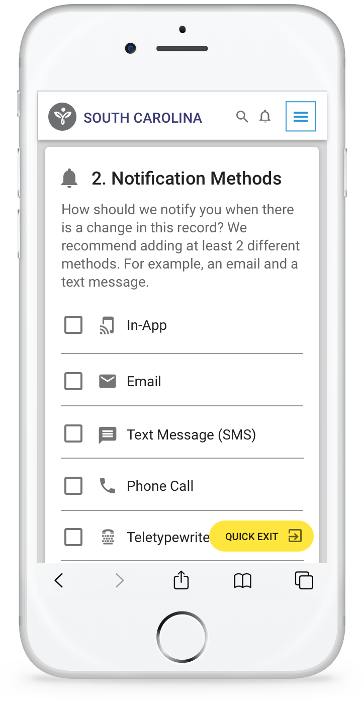 Screenshot of VINELink on a mobile device.